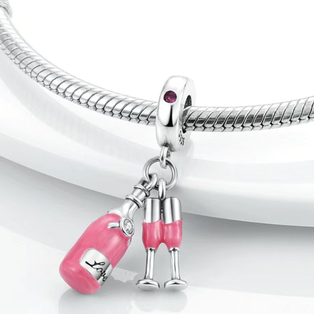 COPY - NEW Champagne and glasses Charm.